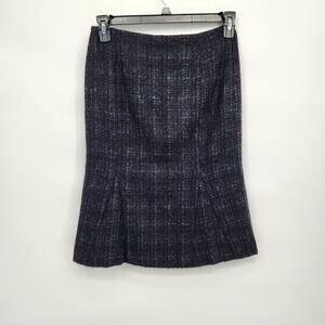 Theory Dark Gray & Black Kamryn Alpaca Blend Flared Pencil Skirt Women's 0